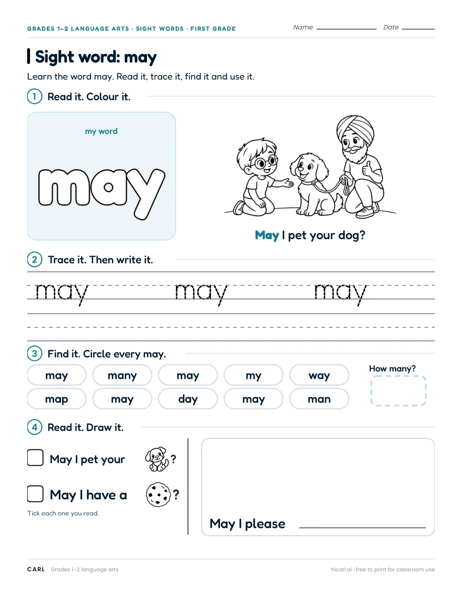 Sight word: may preview