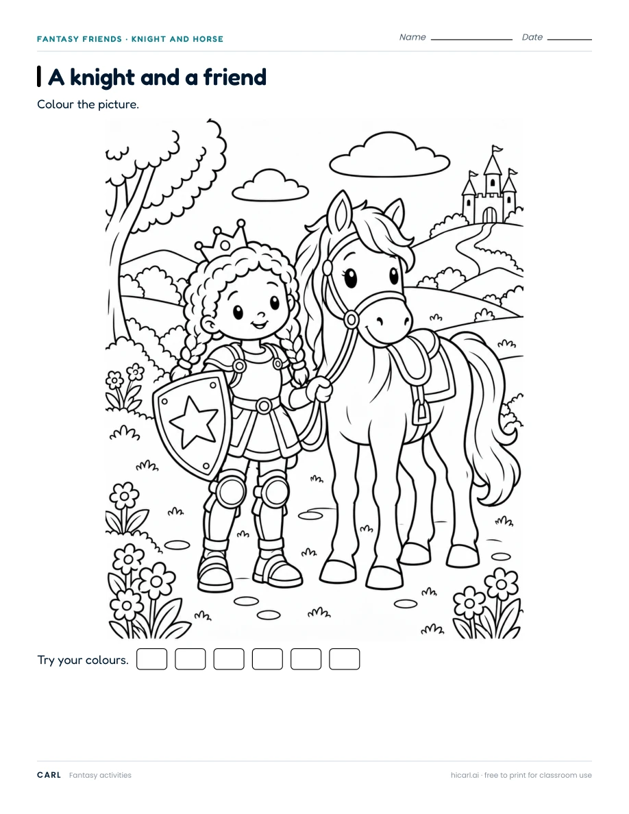 Knight and horse activities preview