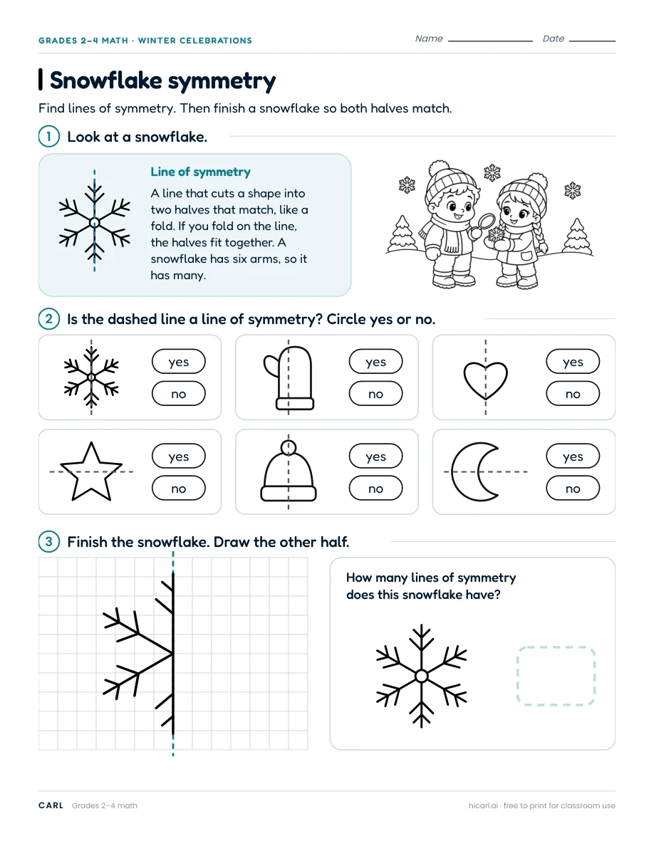 Snowflake symmetry worksheet preview