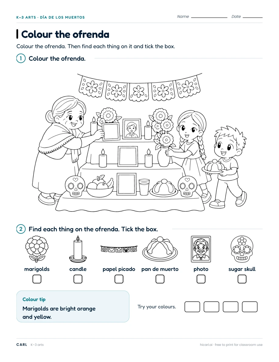 Dia de los Muertos activities preview