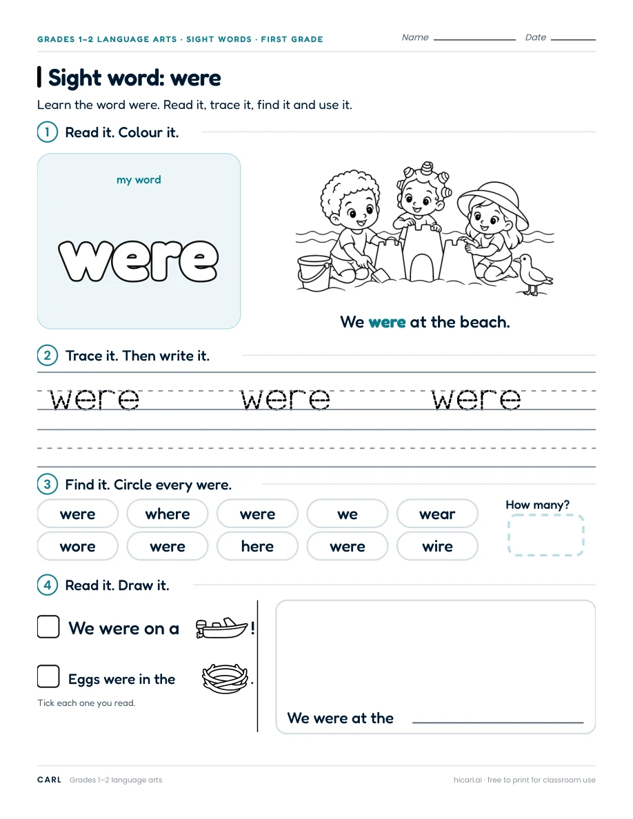 Sight word: were preview