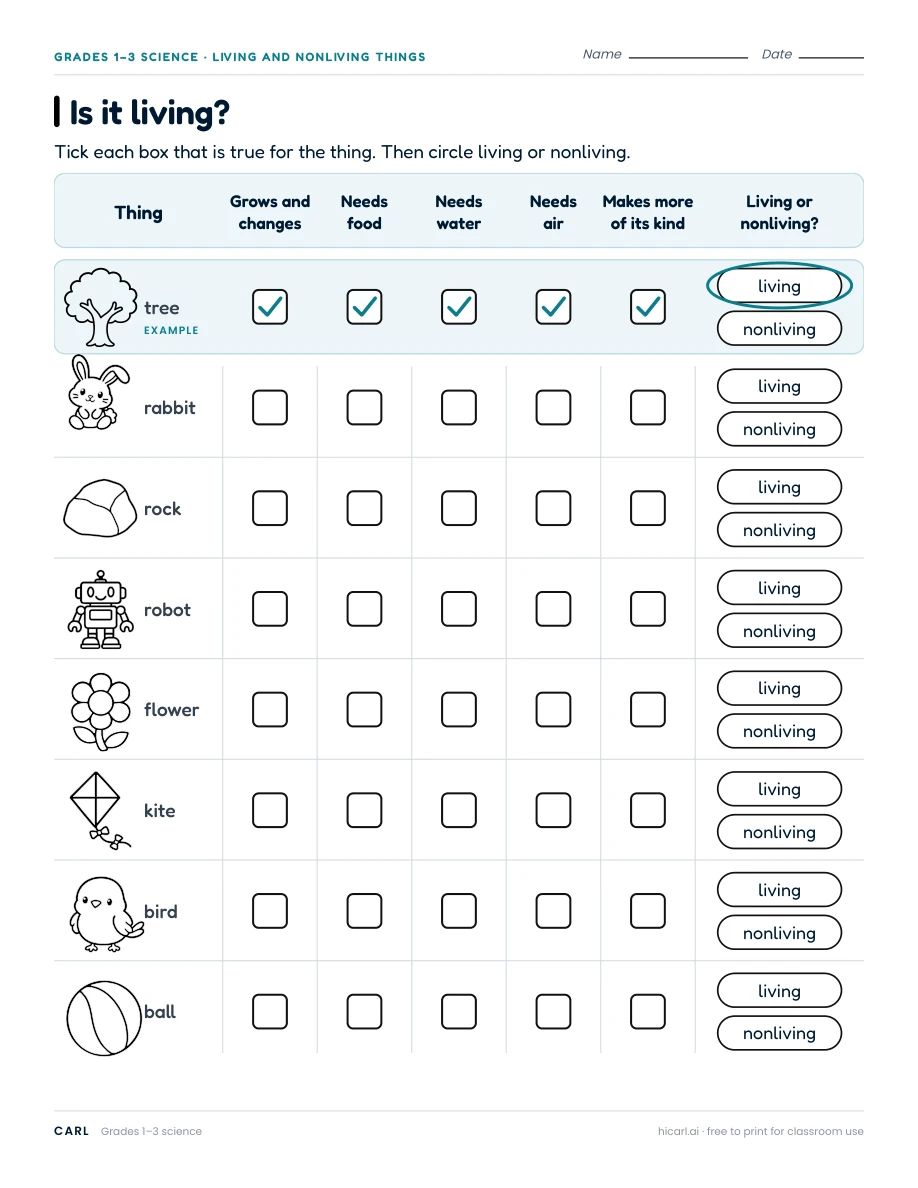 Is it living? 2 worksheet preview