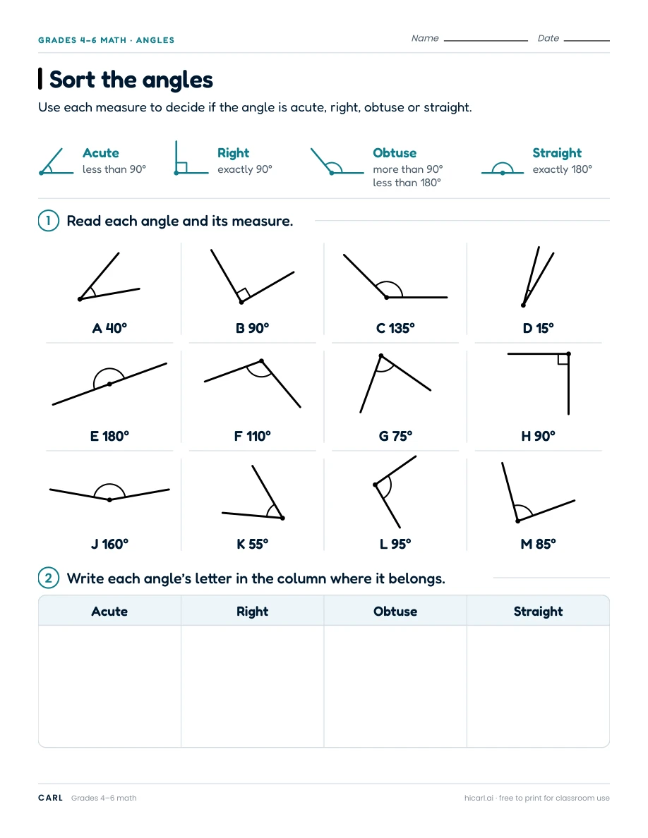 Angles, parallel sides and symmetry worksheets preview