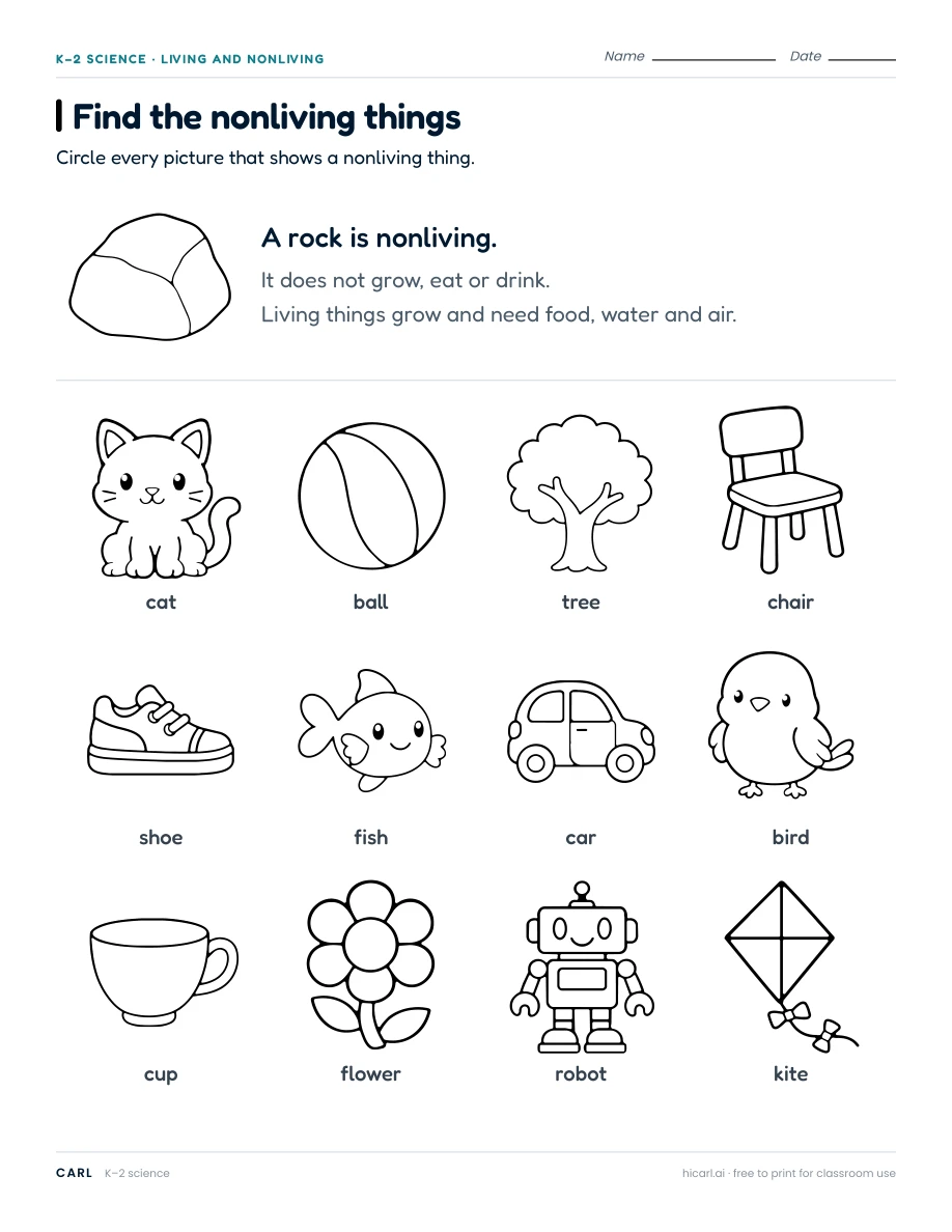 Living and nonliving things worksheets preview