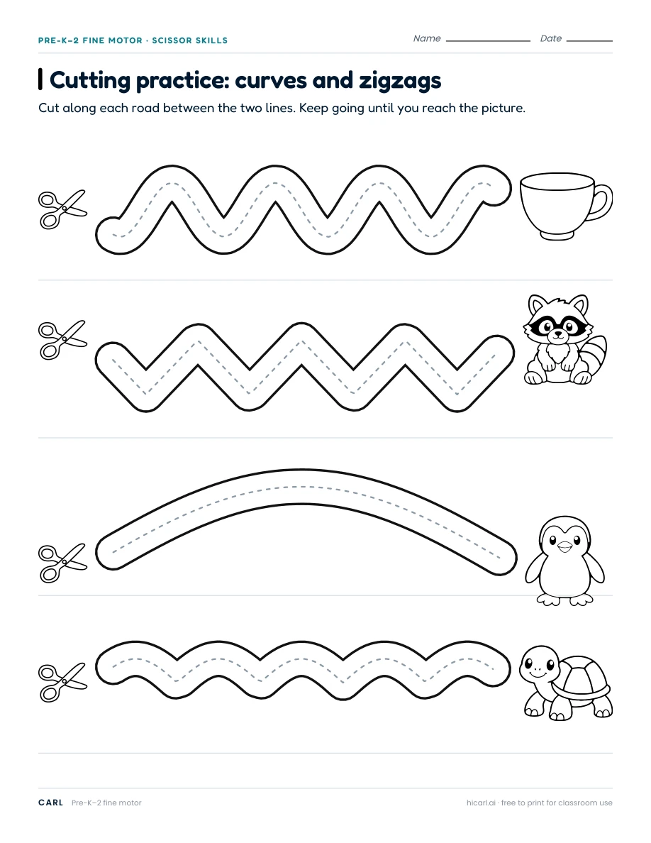 Cutting practice worksheets preview