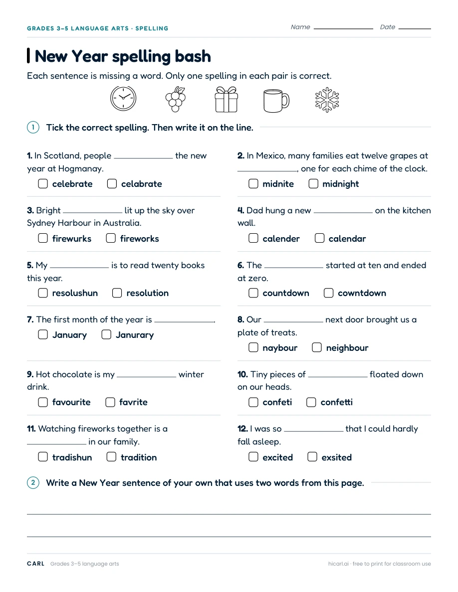 Spelling practice worksheets preview