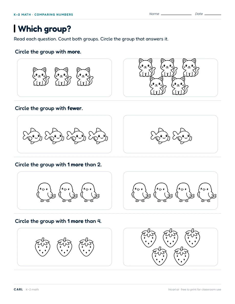 Comparing, ordering and number clue worksheets preview