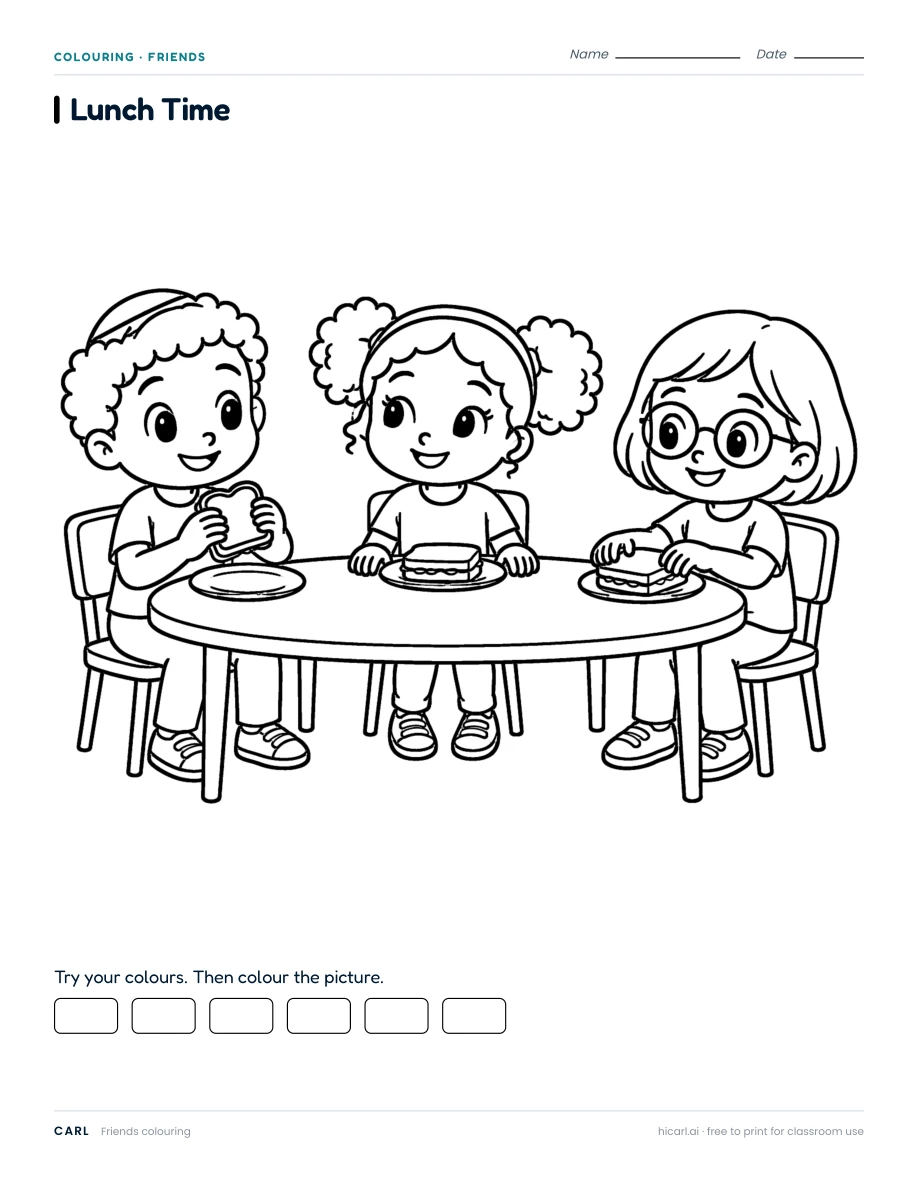 Lunch Time colouring page preview