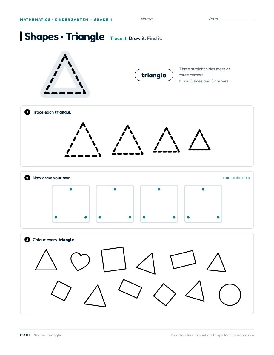 Triangle worksheet — page 1 of 1