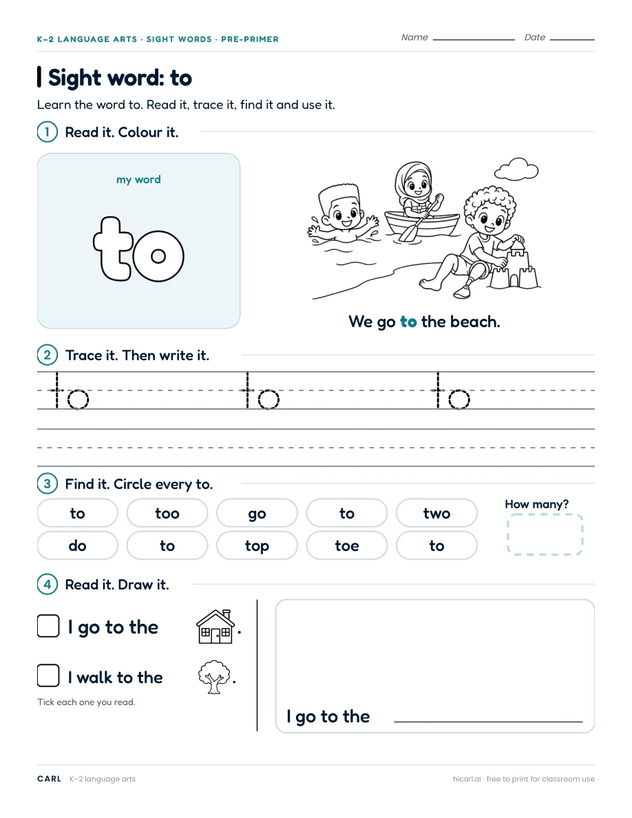 Sight word: to preview