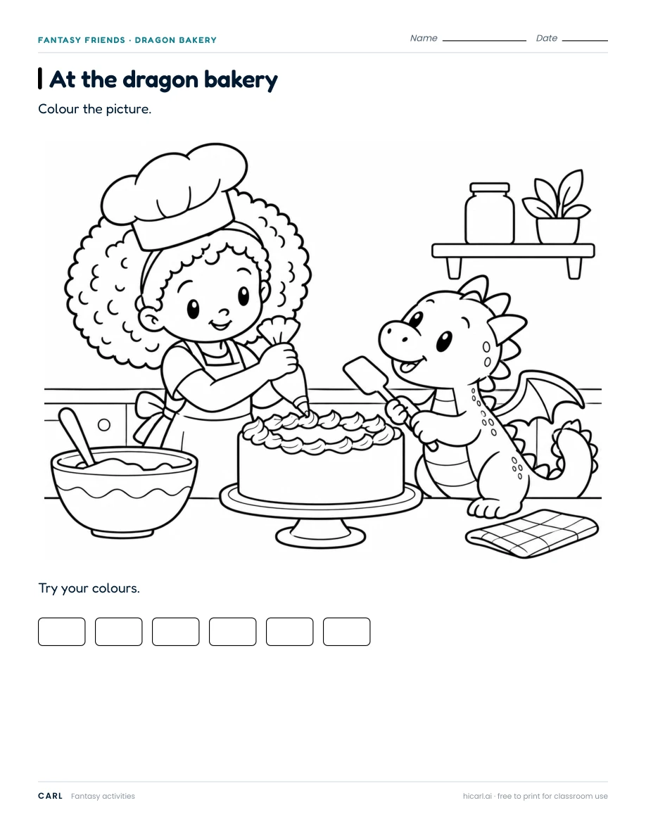 Dragon bakery activities preview