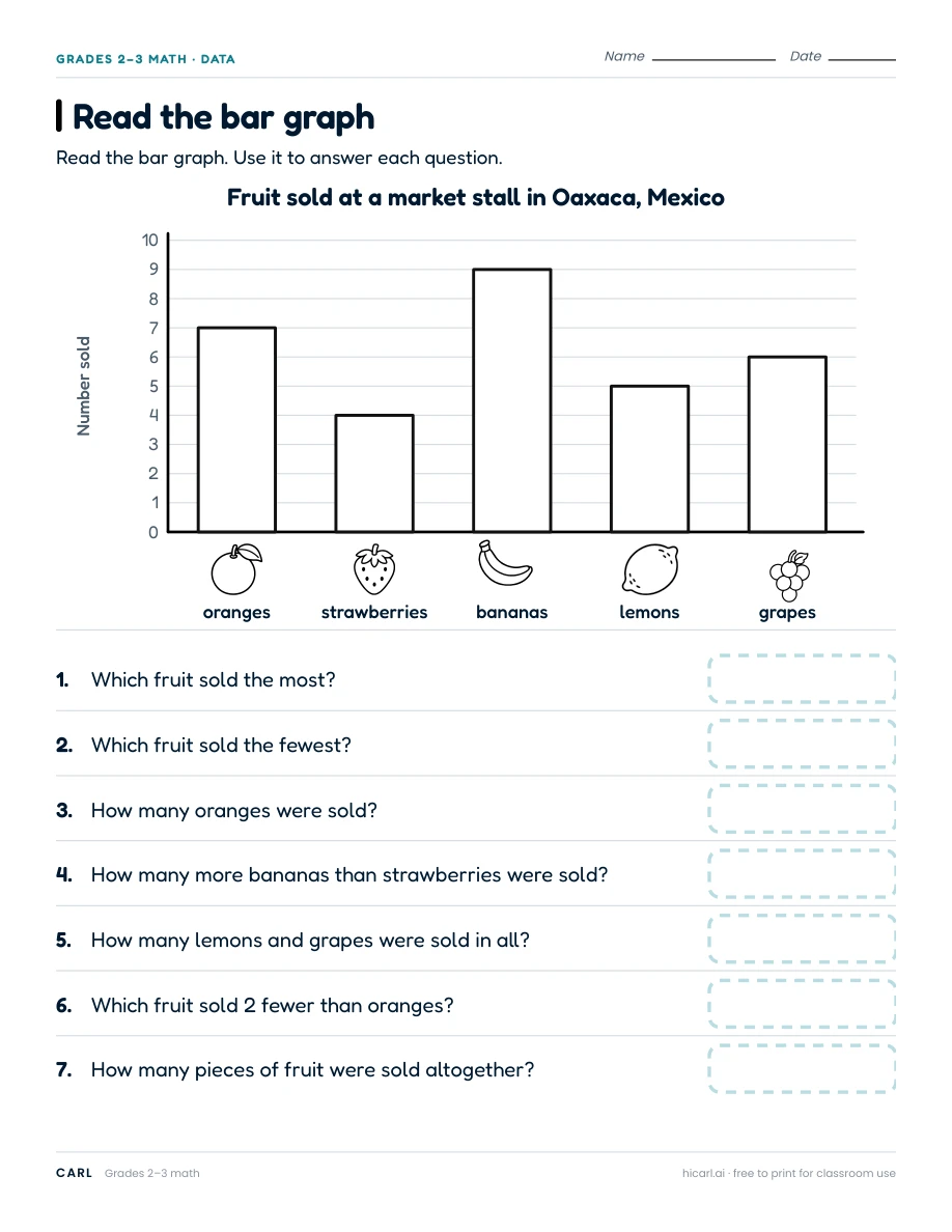 Tally and bar graph worksheets preview