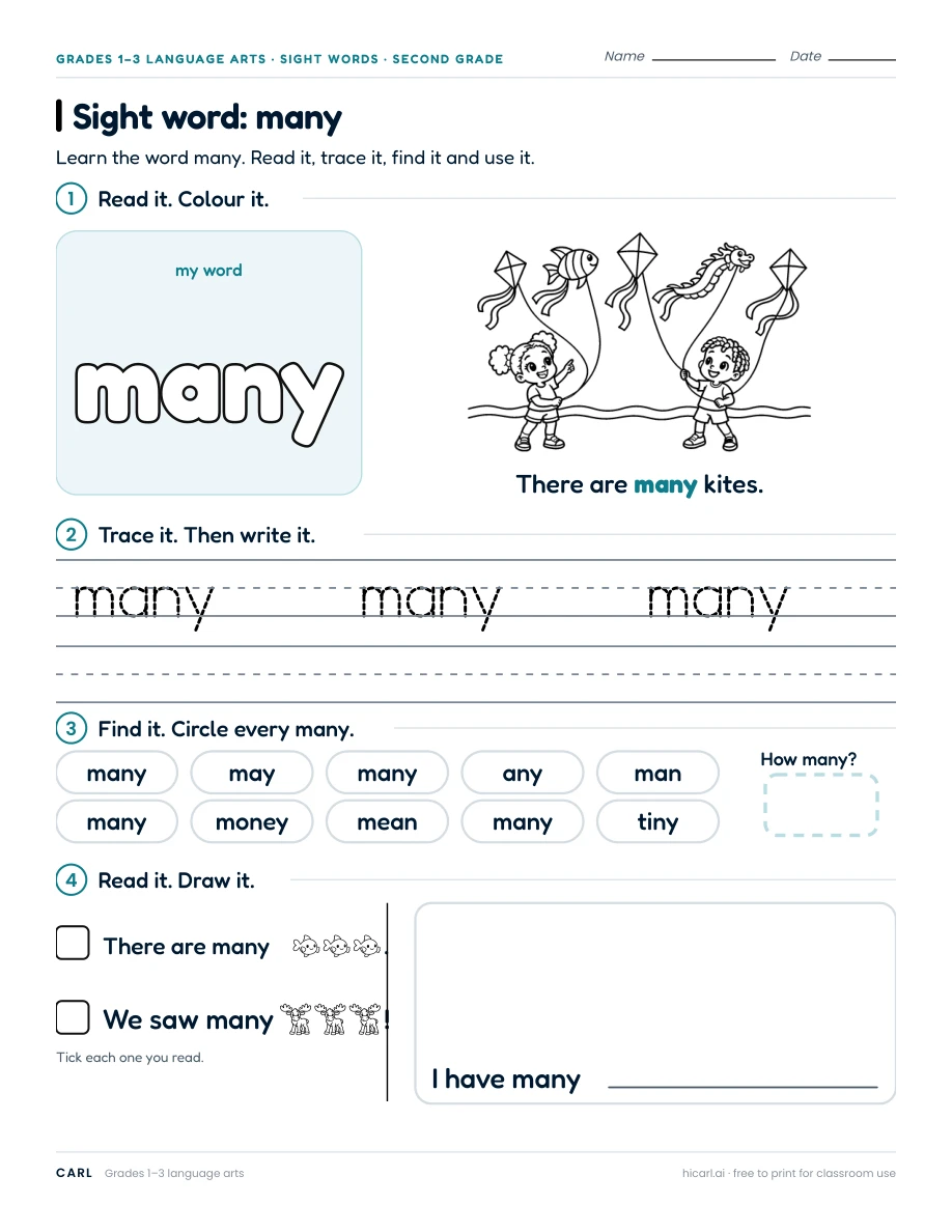 Sight word: many preview