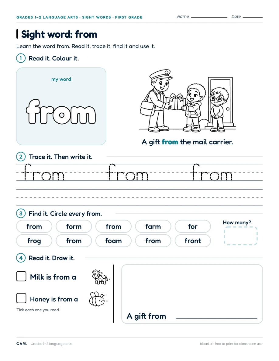 Sight word: from preview