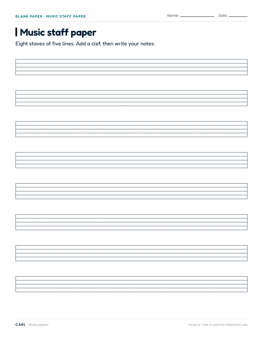 Music staff paper preview