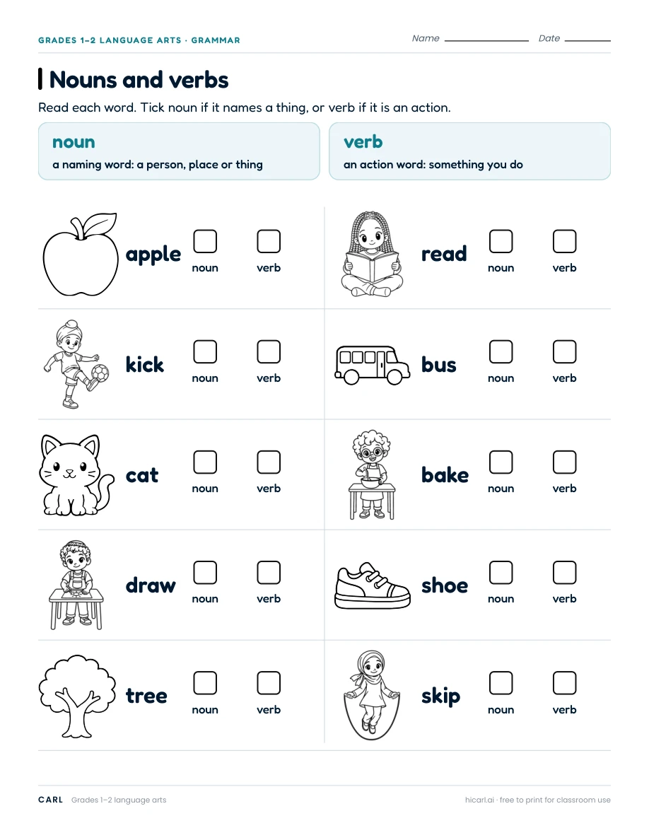 Noun and pronoun worksheets preview