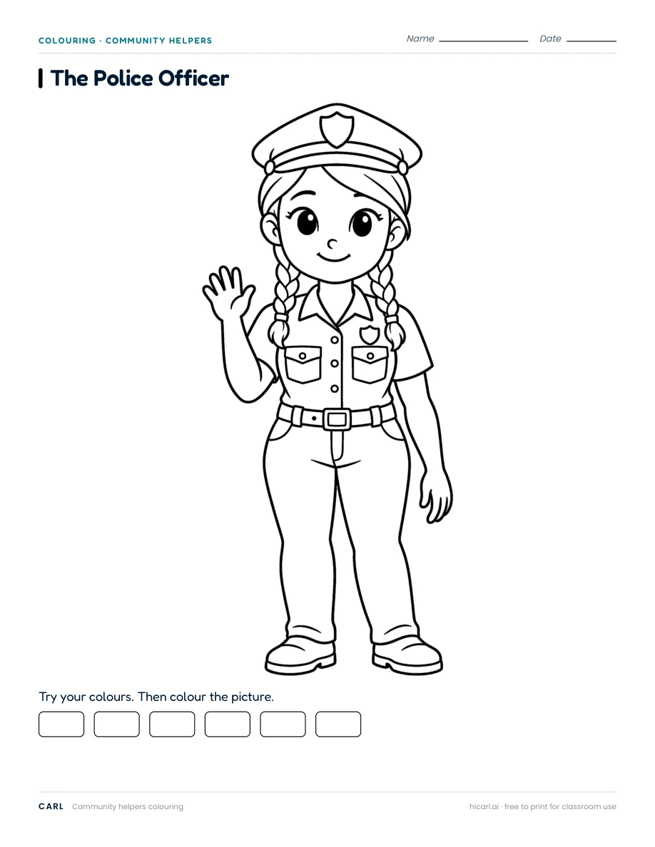 The Police Officer colouring page preview