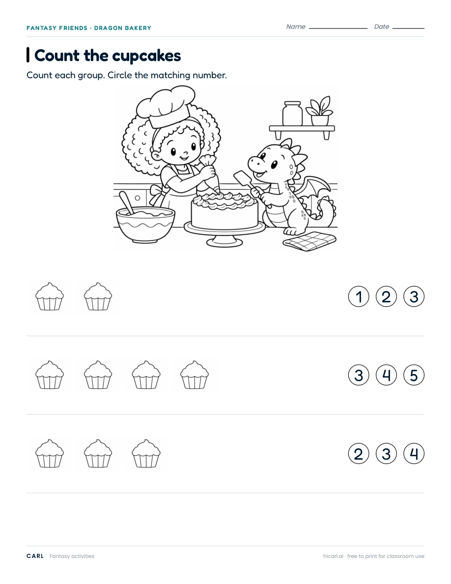 Dragon bakery activities preview