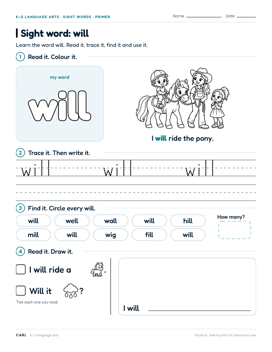 Sight word: will preview