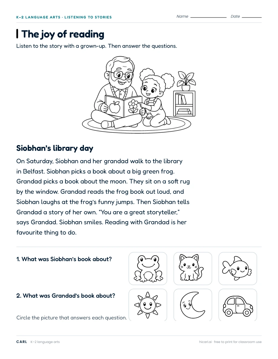 The joy of reading worksheet preview