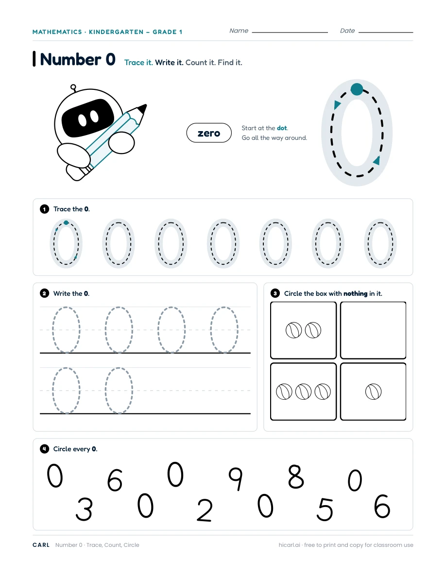 Numbers 0 to 20 worksheets preview