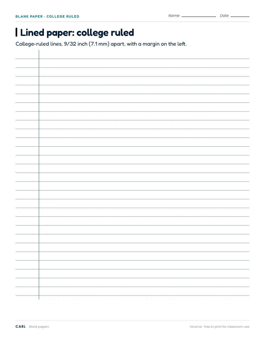 Lined paper: college ruled preview