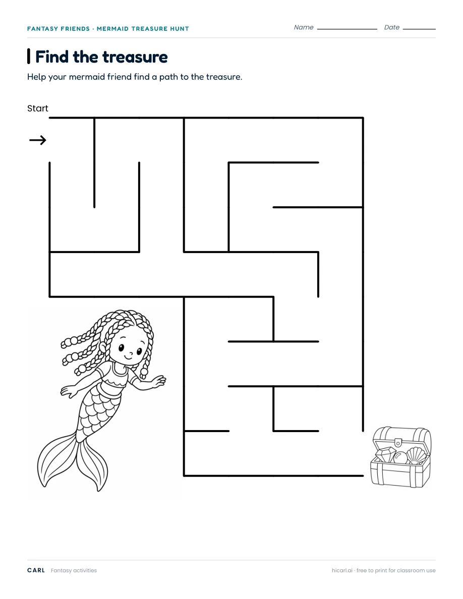 Mermaid treasure hunt activities preview