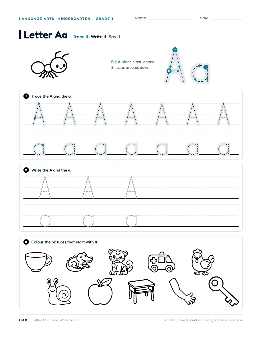 Letters A to Z worksheets preview