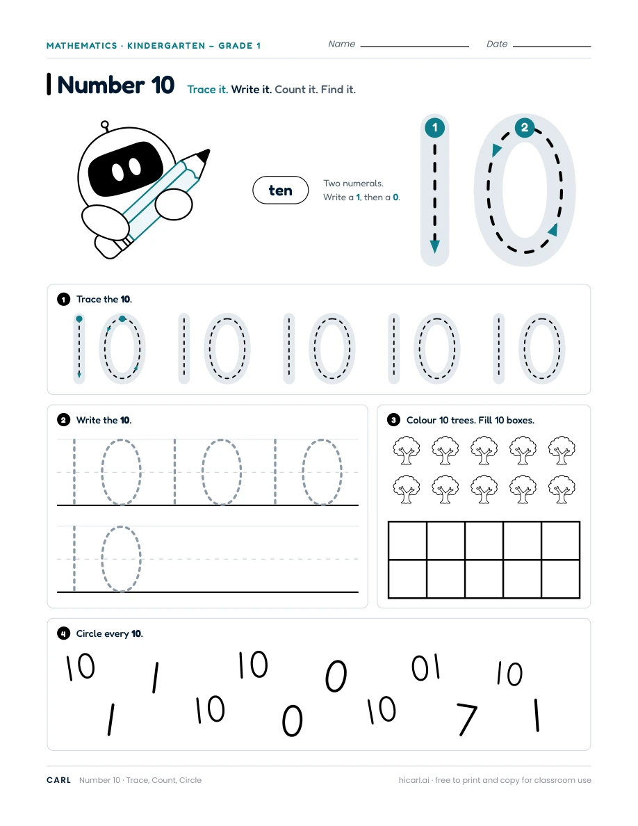 Number 10 worksheet — page 1 of 1