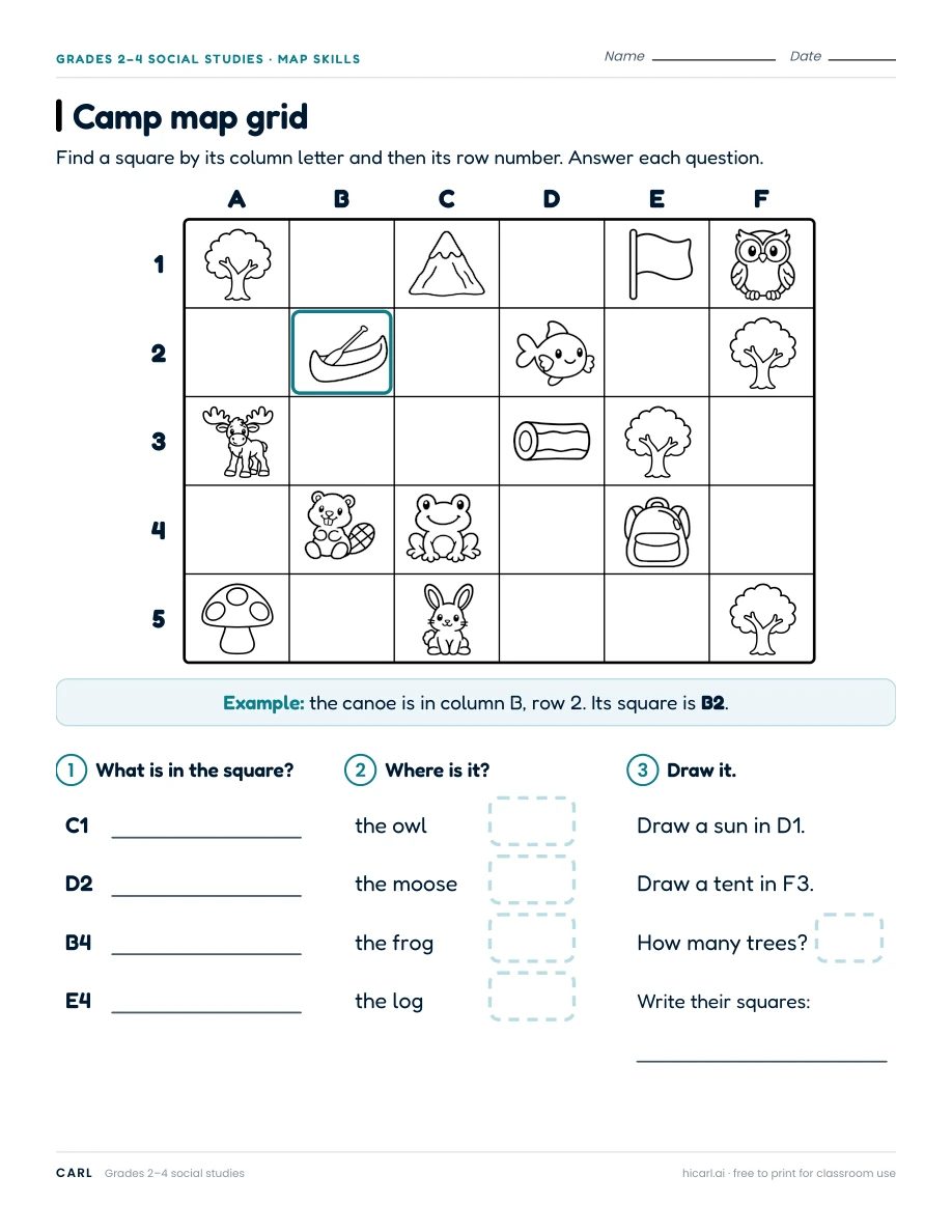 Camp map grid worksheet preview
