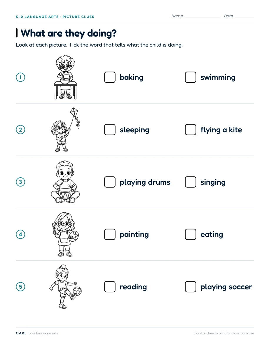What are they doing? worksheet preview