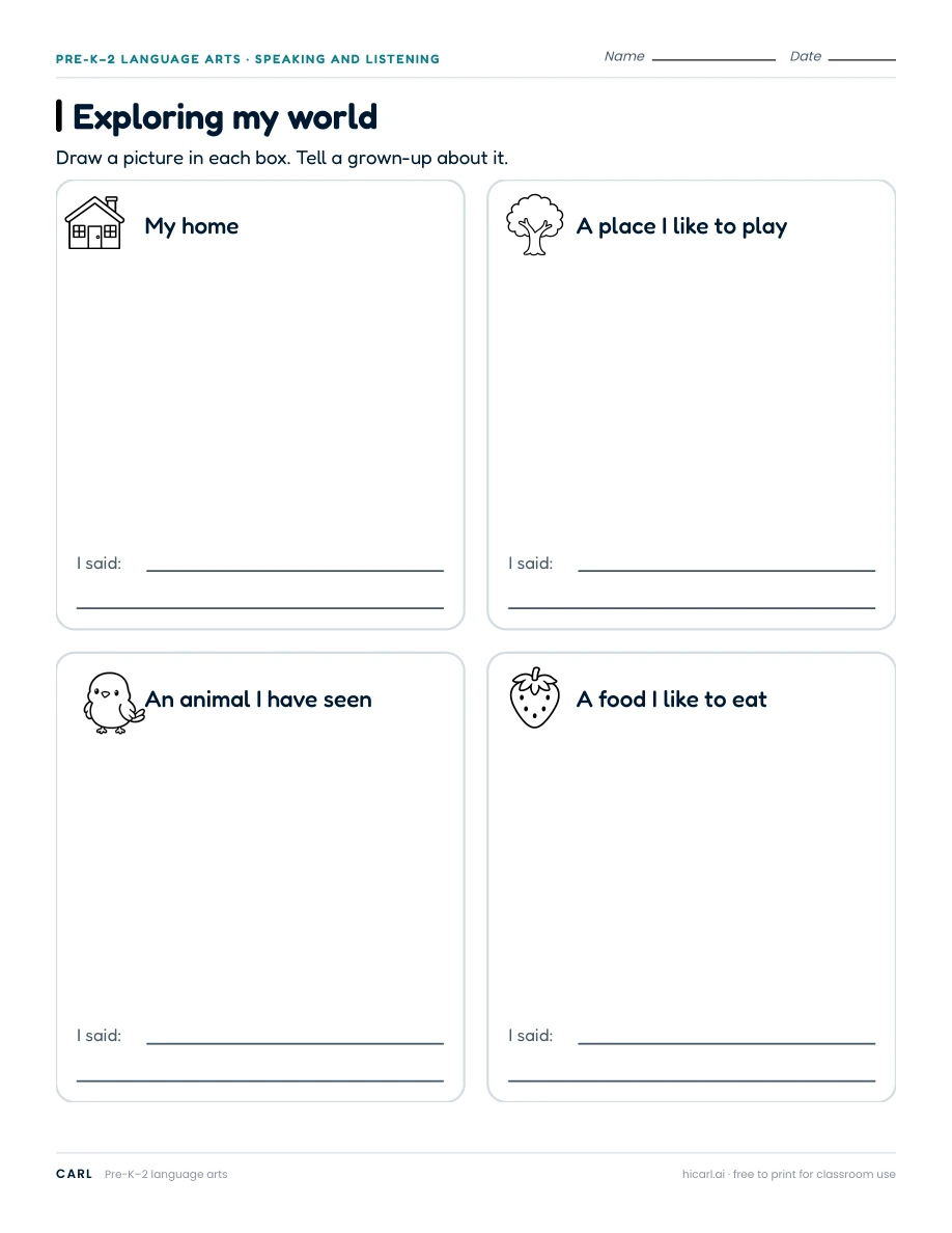 Exploring my world worksheet preview
