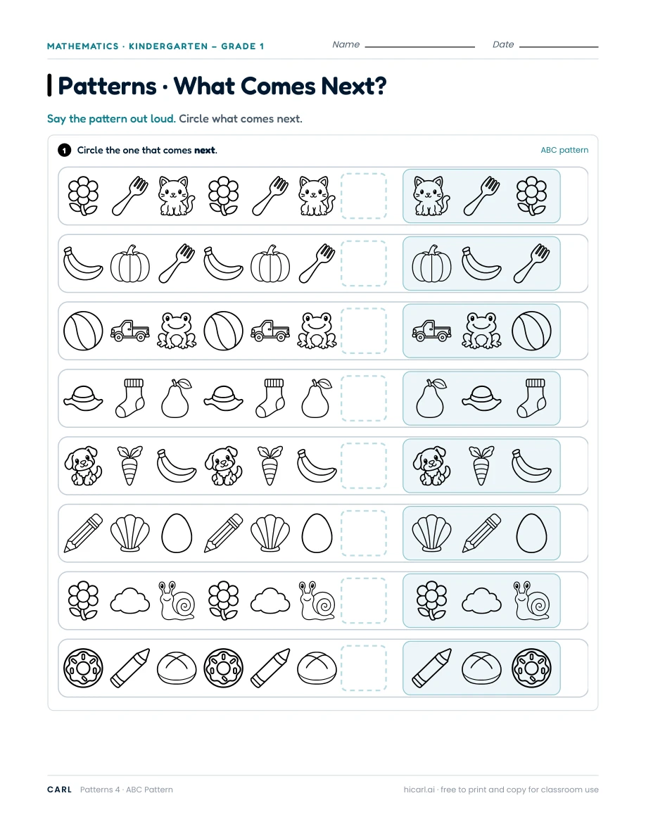 ABC Pattern worksheet — page 1 of 1