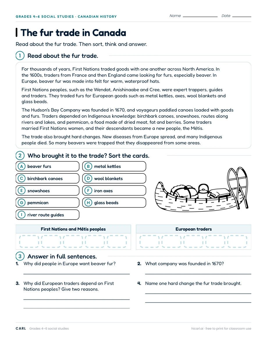 History maps, trade and timelines worksheets preview