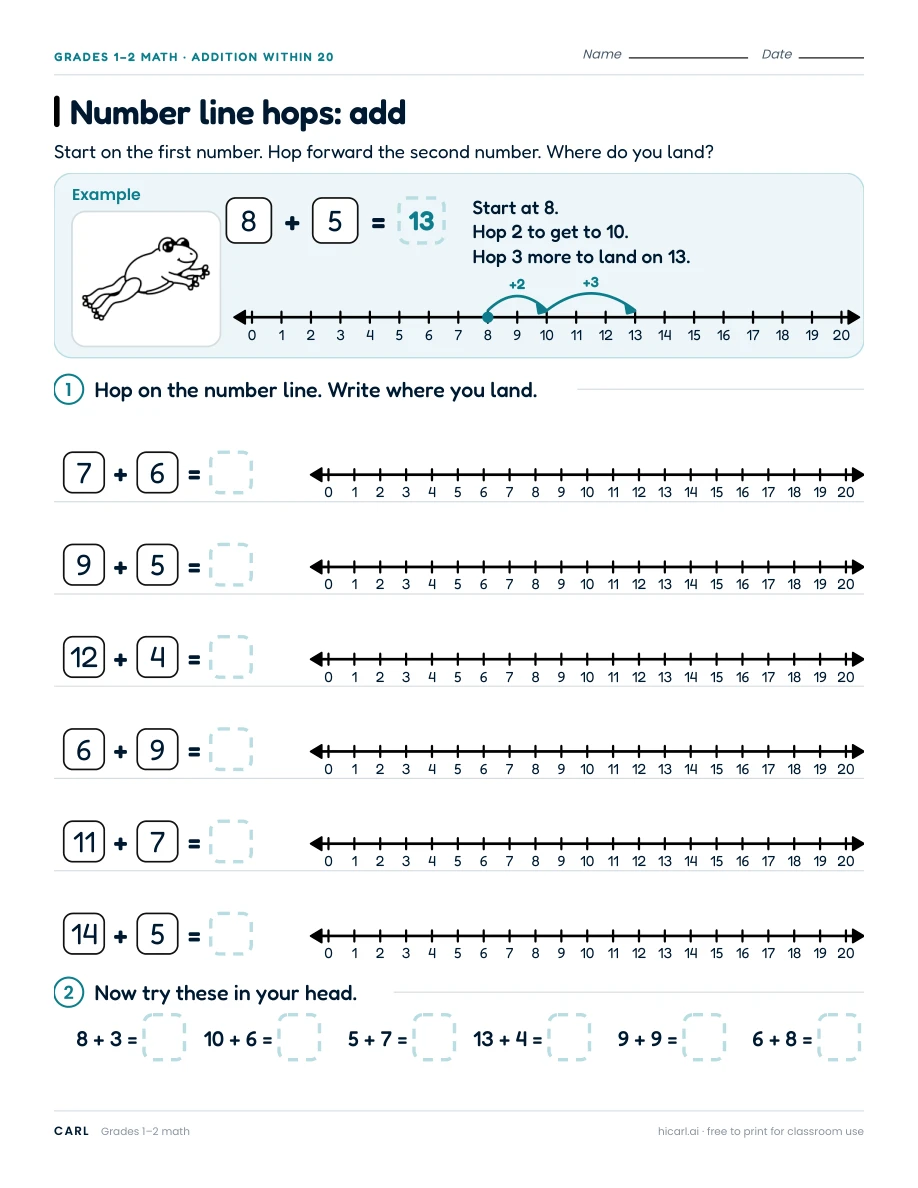 Number line hops: add preview