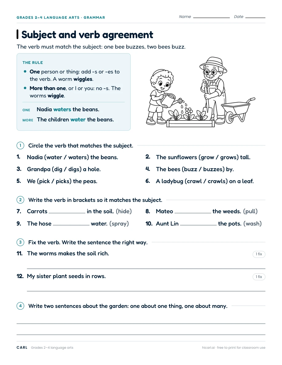 Grammar and sentence building worksheets preview