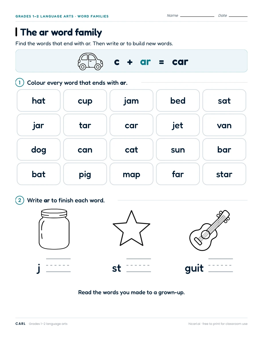 R-controlled vowel worksheets preview