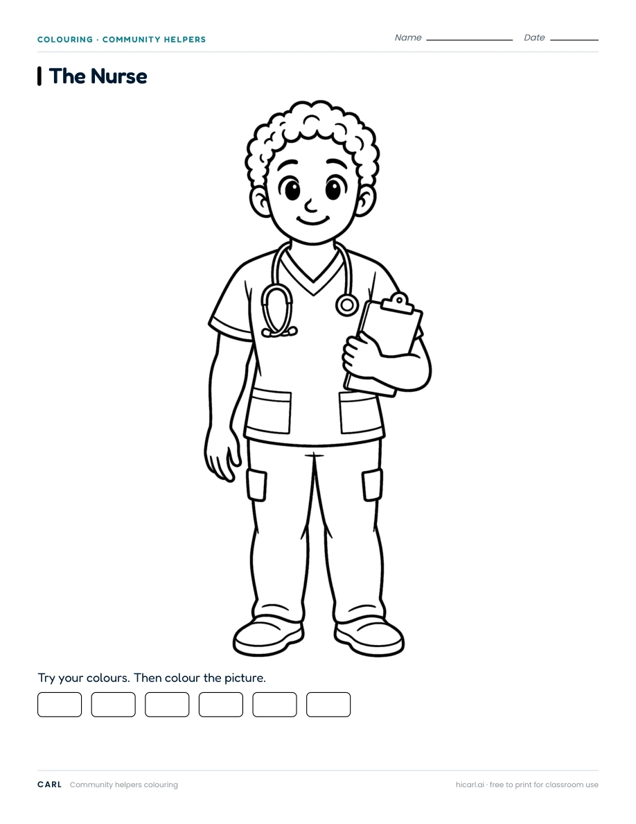 The Nurse colouring page preview