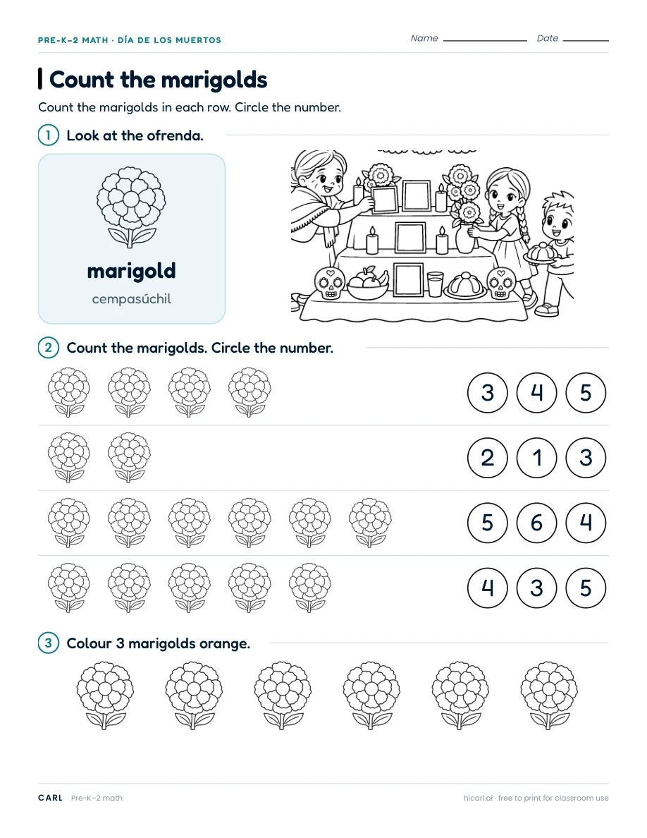 Counting in seasonal scenes worksheets preview