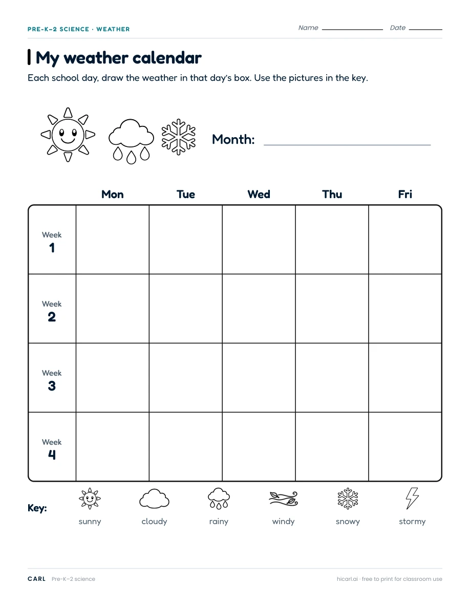Weather observation and vocabulary worksheets preview
