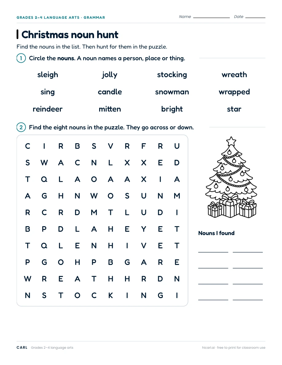 Winter and Christmas language activities preview