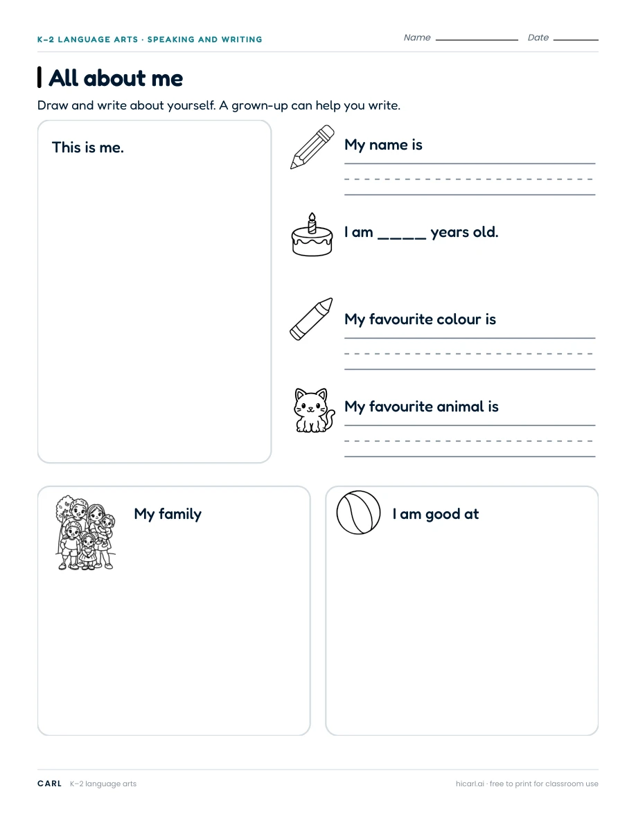 About me and interview worksheets preview