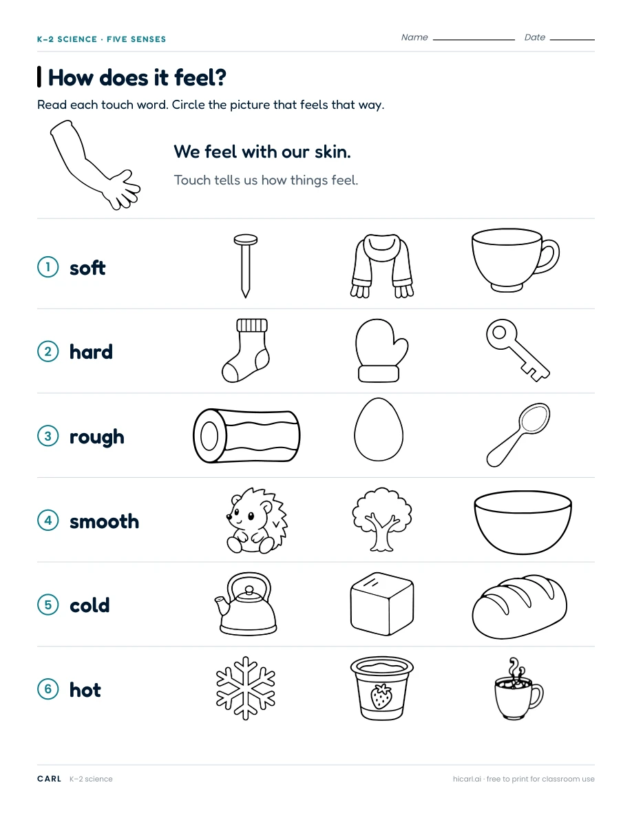 How does it feel? worksheet preview