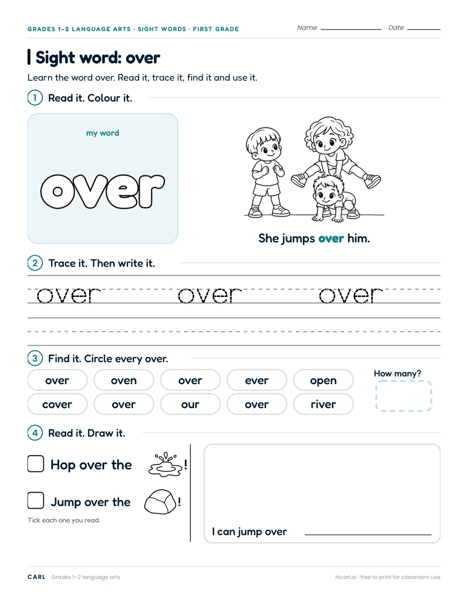 Sight word: over preview