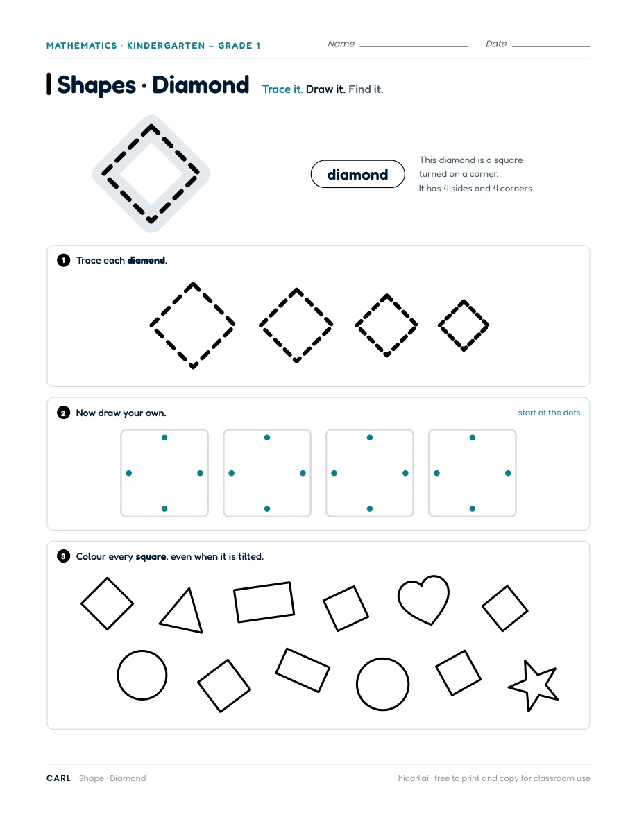 Diamond worksheet — page 1 of 1