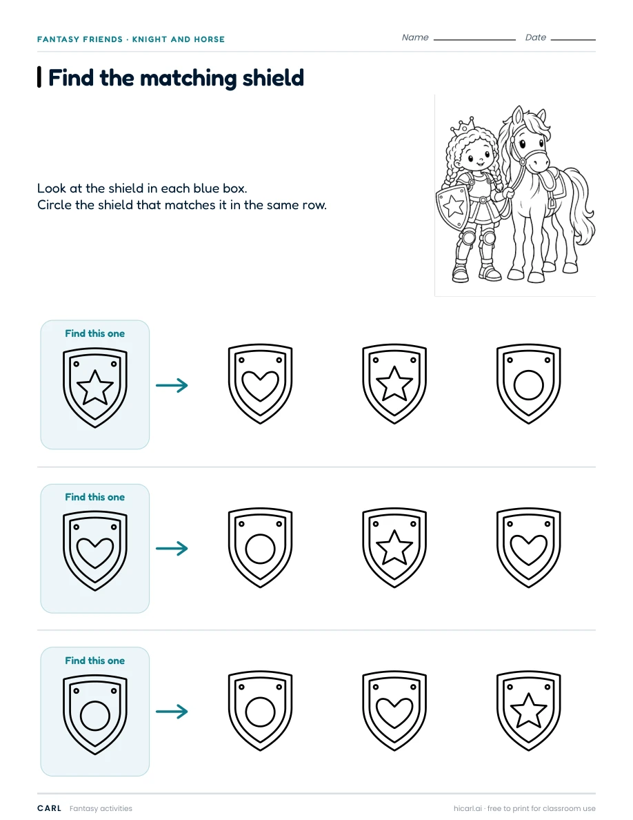Knight and horse activities preview