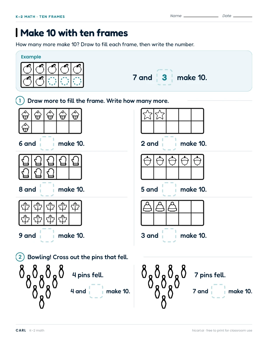 Make 10 with ten frames preview