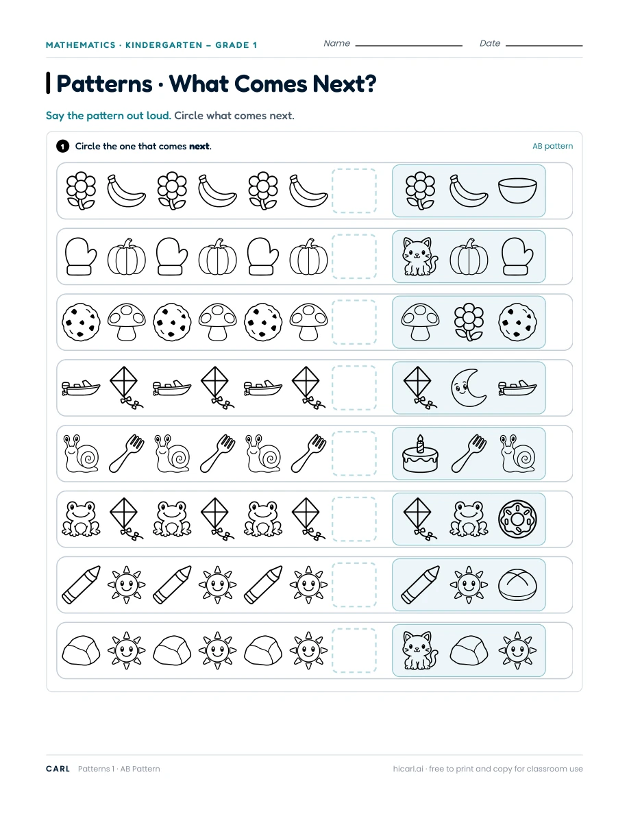 AB Pattern worksheet — page 1 of 1
