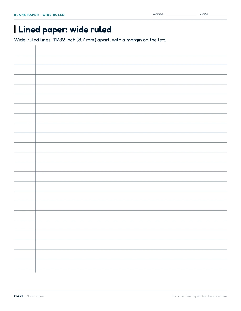 Lined paper: wide ruled preview