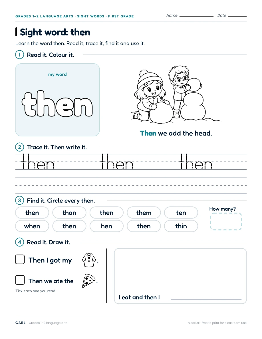 Sight word: then preview